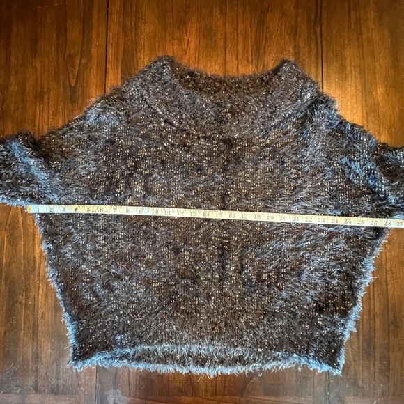 Express Black Speckled Chunky Knit Sweater Oversized Dolman Sleeve, Size Medium - Picture 9 of 9